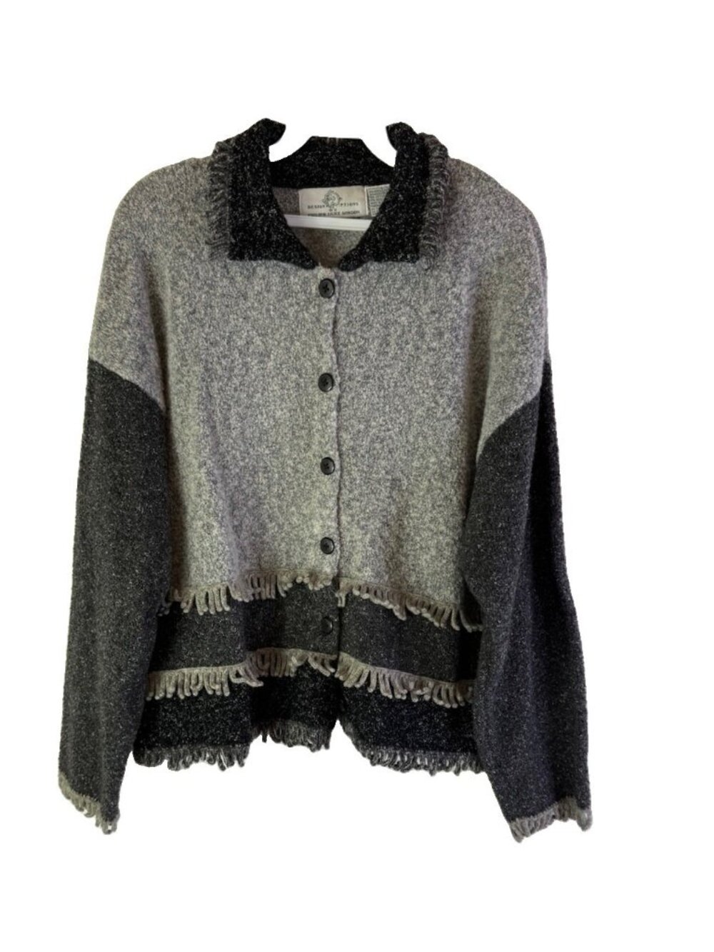 Vintage 90s Design Options Cardigan Sweater Color Block Lagenlook